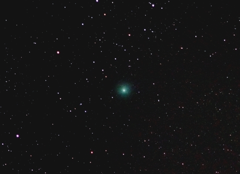 Comet C/2014 E2 (Jacques); Canon 200mm lens w/550D camera ISO 3200; Nexstar mount - unguided; Exp: 150 sec (5-sec subs) 8-28-14; Hainsport