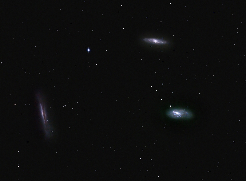 Leo Trio; M65, M66, NGC 3628; 20Da camera; exp: 25-min(25x60s); ISO1600; Orion 10 at f/3.9; 4-13-12; Pemberton Lake
