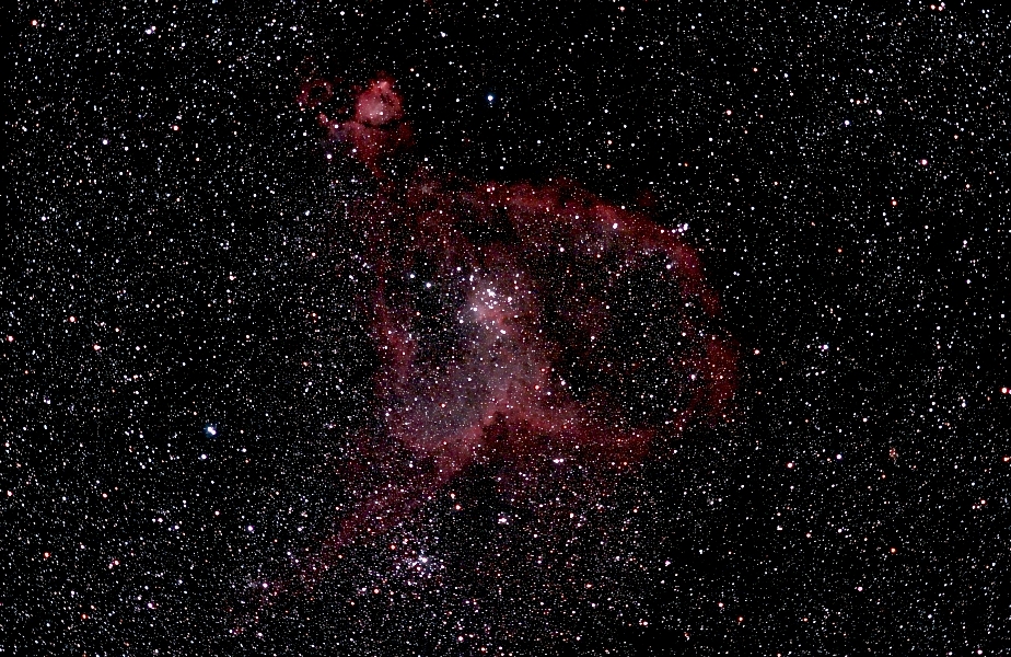 IC1805; mag 4.8; size 20'; exp 17 min (20x50sec); Canon 200mm f/2.8 lens; ISO 1600; IDAS; 9-12-07; Cherry Springs