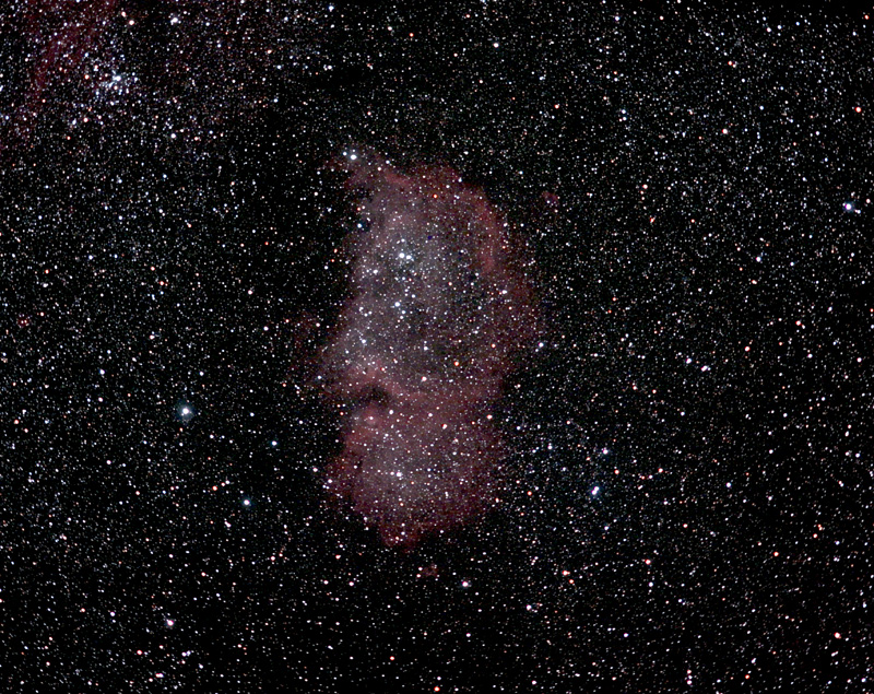 IC1848; mag 6.5; size 105x67'; exp 17 min; (20x50sec); Canon 200mm f/2.8 lens; ISO 1600; IDAS; 9-12-07; Cherry Springs